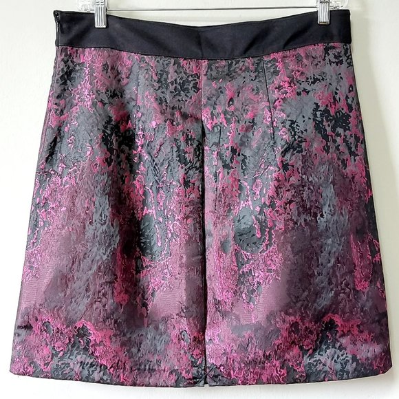 VTG Spanner Skirt Size 14 Black Wine Berry Midi Box Pleats Front and Back - Picture 2 of 8